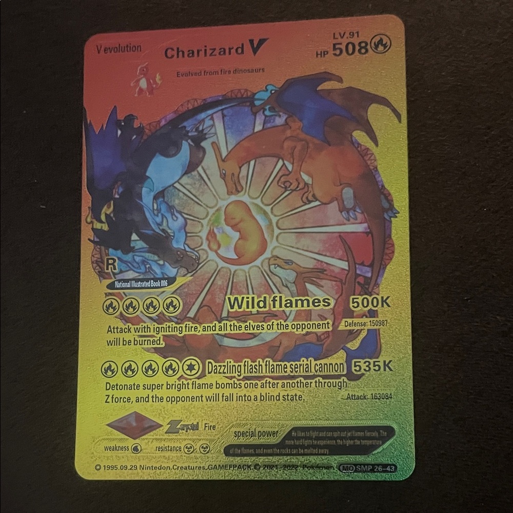 Pokemon Charizard V Card - Red, Blue, Yellow